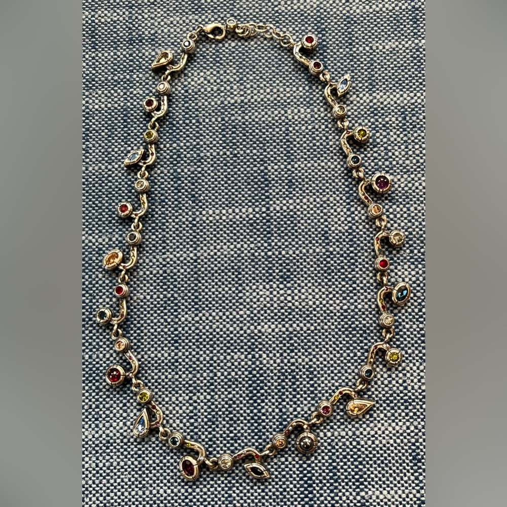 Patricia Locke Necklace chain Multicolor Crystal Gold Vintage Color Stories Joy